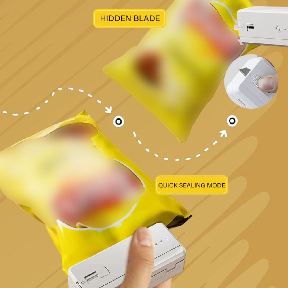Quick Food Snacks - Magnetische Snack-Beutel-Versiegelungsmaschine 2-in-1 Mini-Lebensmittelverpackungs-Beutelversiegler USB-Aufladung Schnellheizung