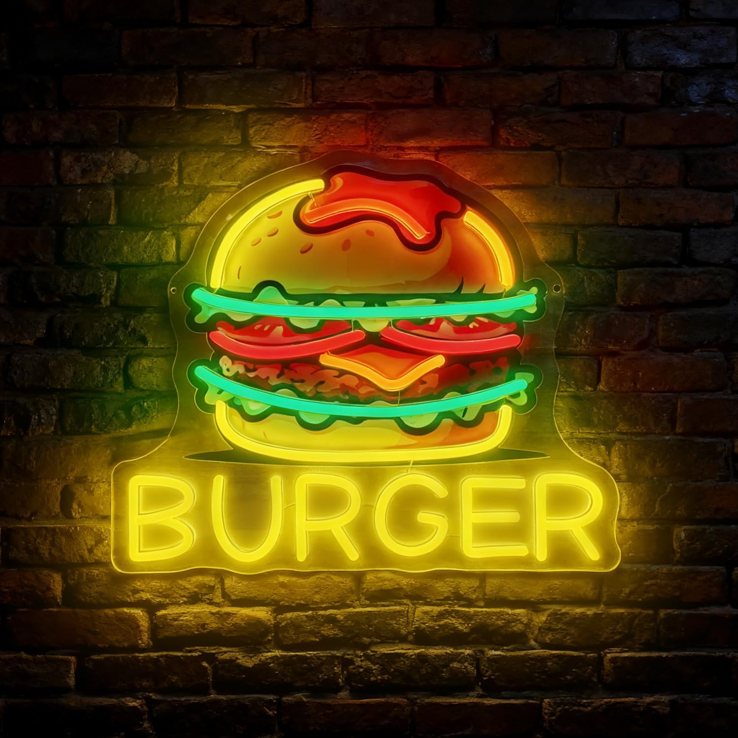 Food Snacks Restaurant - Burger Neonschild, LED-Hamburger-Schilder für Restaurant, Snackbar,