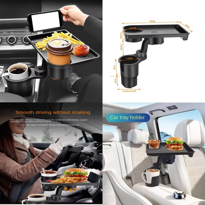 Snacks Food Usa - Auto-Getränkehalter-Erweiterung Multifunktionaler Getränkehalter mit Esstisch 360-Grad