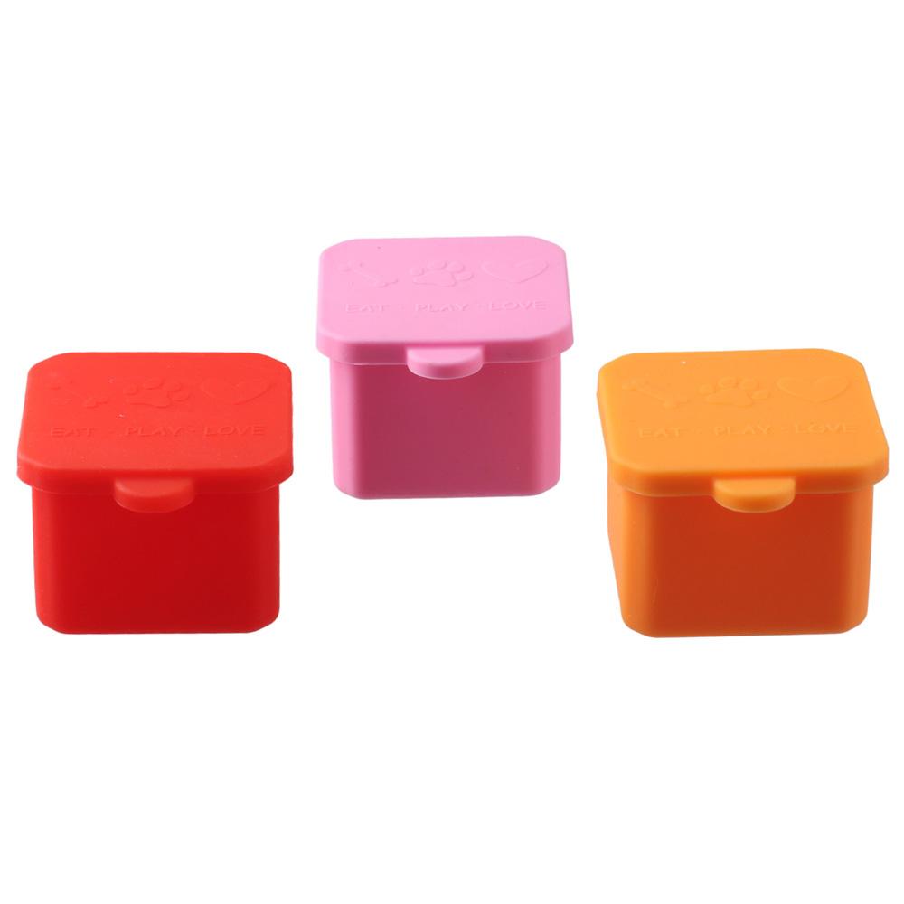 Food Snacks Distribution - 1/3 Stück Wiederverwendbare Silikon-Lebensmittelbehälter Rot/Rosa/Lila/Grün/Orange/Blau 2/4
