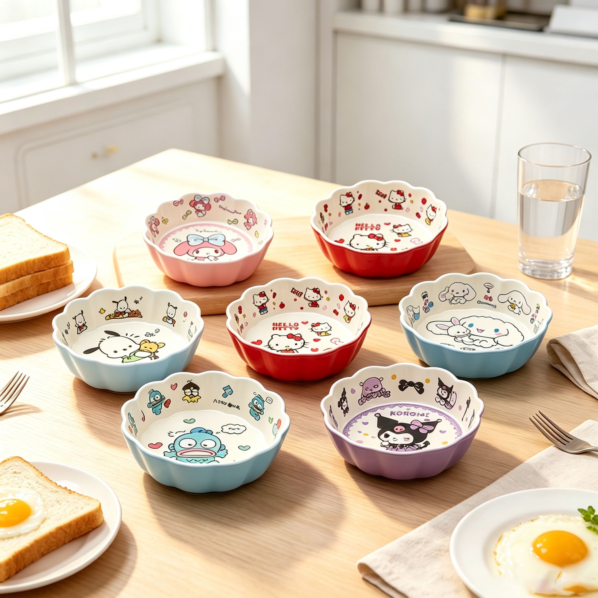 Food Snacks To Eat - Kawaii-Spitzenschale, niedliche Cartoon-Salatschale, mehrfarbige Dessert- und