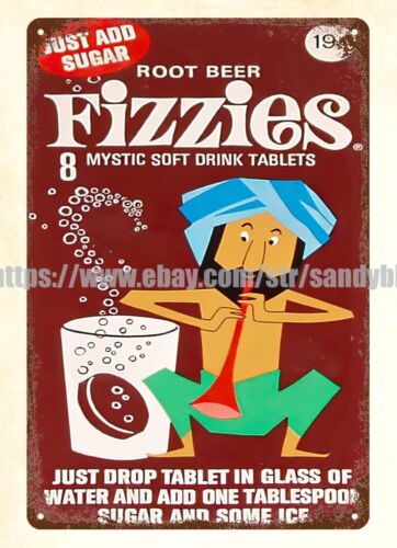 Food And Snacks Ideas - Fizzies 1960er Softdrink-Tabletten Lebensmittel-Snack Metall-Blechschild Moderne