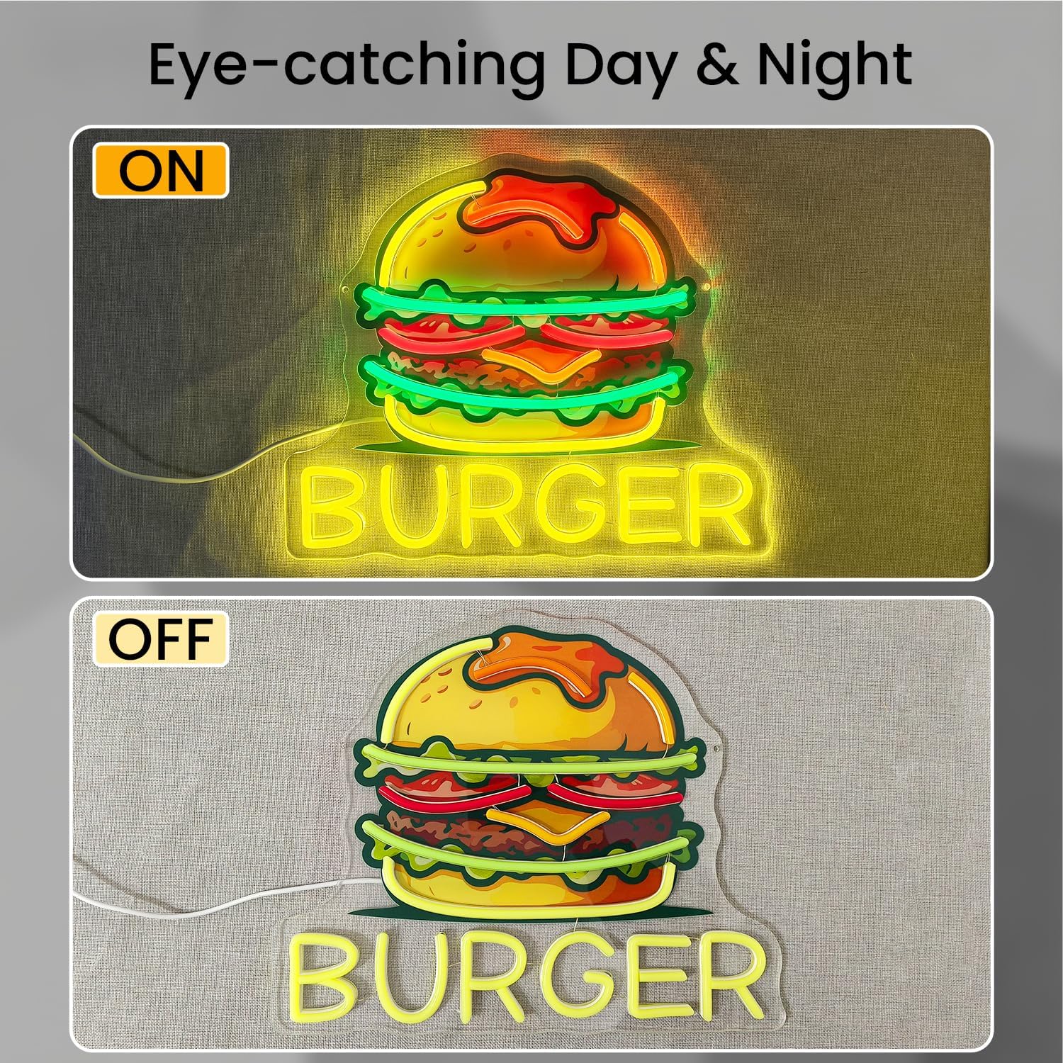 Burger Neonschild, LED-Hamburg – Food Snacks Restaurant Bewertung und Preis
